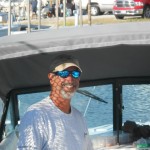 Captain John aboard the charter boat Stray Cat Lake Erie near Monroe/Luna Pier Michigan
